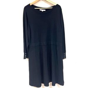 Loft, black sweater dress with pearl buttons size 20/22
